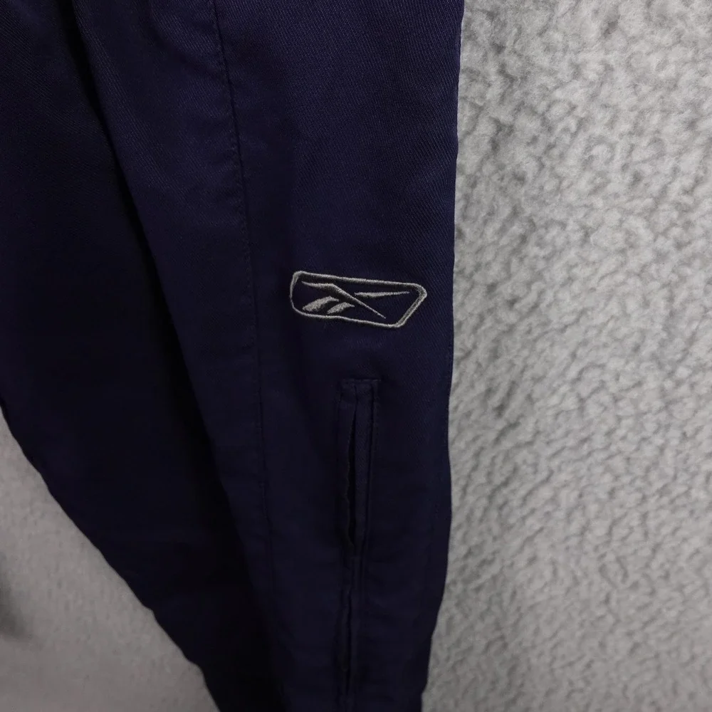 Reebok Mens Navy Blue Track Pants Elastic Waist Side Zip Athletic Joggers Large